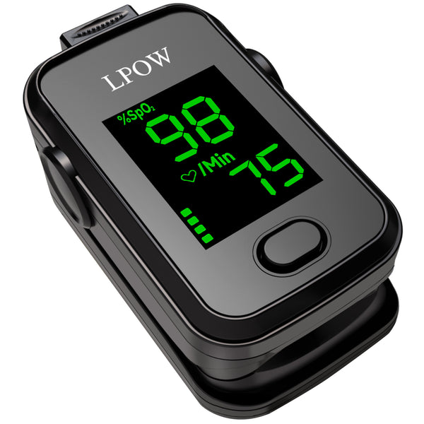 LPOW Fingertip Pulse Oximeter with Batteries and Lanyard, Oxygen Level Pulse Rate, A310E